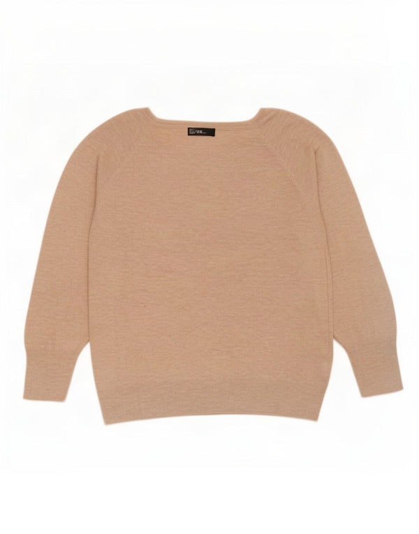 Übergroßer Damen-Pullover mit U-Boot-Ausschnitt von Zara, Gr. 14, mittelbeige Viskose