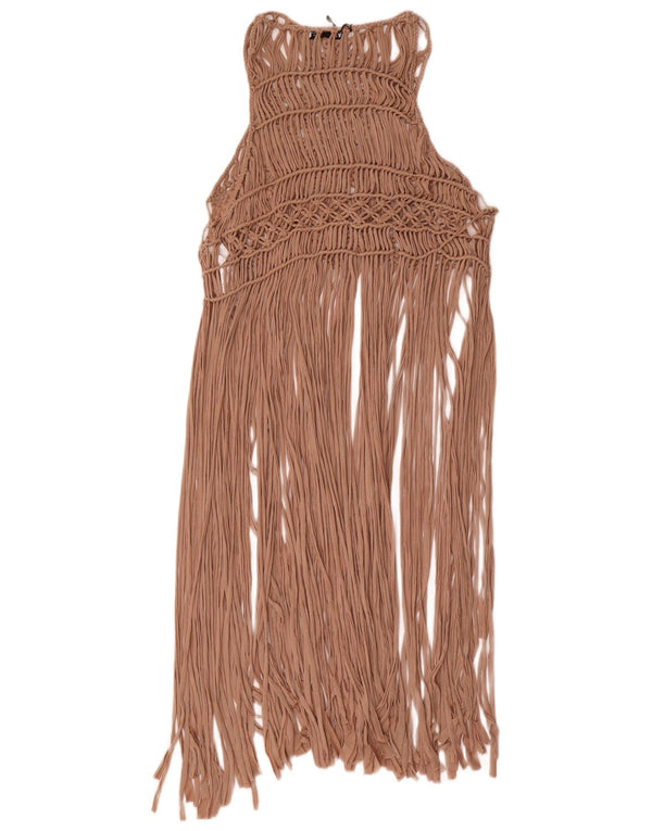 Zara Damen Häkel-Strandkleid UK 12 Medium Beige Polyester