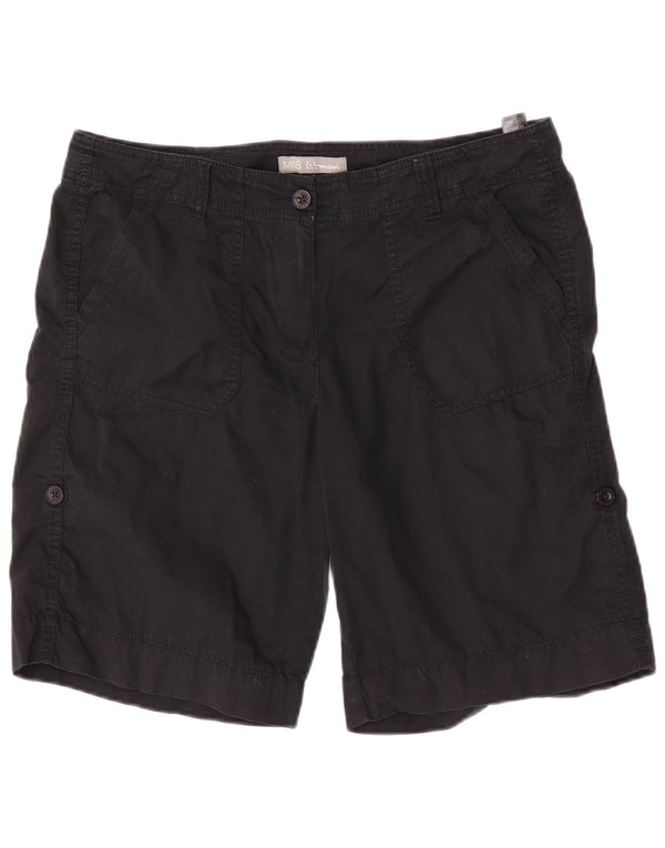 Marks & Spencer Damen Chinoshorts UK 14 Large W34 Schwarze Baumwolle