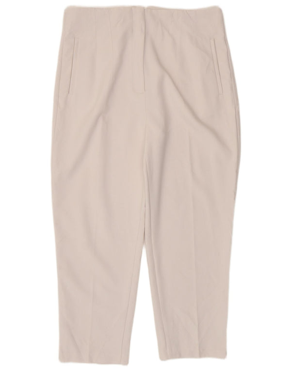 Zara Damen-Hosen mit hoher Taille, schmal zulaufende, kurze Hose, 2XL, W34, L26, Weiß, Polyester