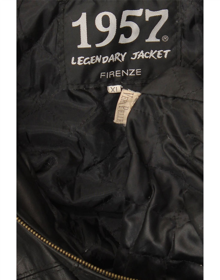 1957 LEGENDÄRE Herren Firenze Lederjacke UK 42 XL Schwarzes Leder
