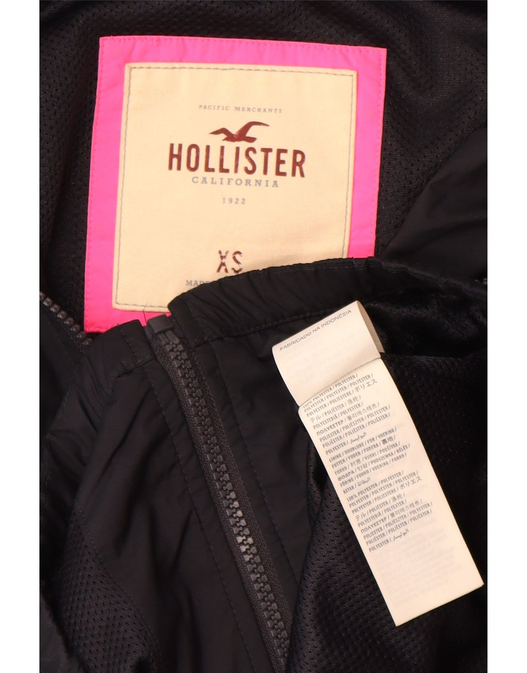 Hollister Damen-Regenjacke mit Kapuze, UK 6, XS, Schwarz, Polyester