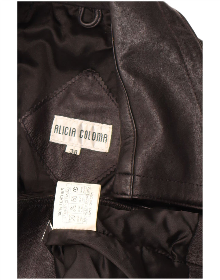 Vintage Damen Biker Lederjacke EU 38 Mittelschwarzes Leder