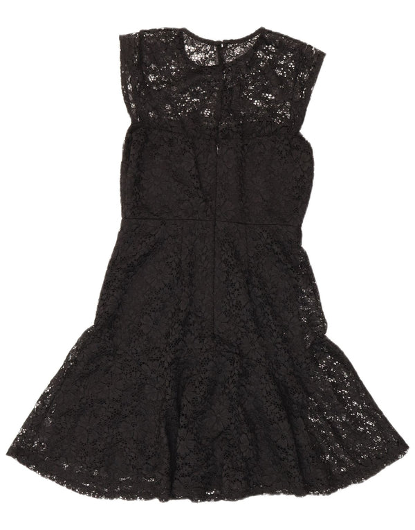Warehouse Ärmelloses Spitzen-A-Linien-Kleid für Damen, Gr. 10, Größe S, Schwarz, Blumenmuster