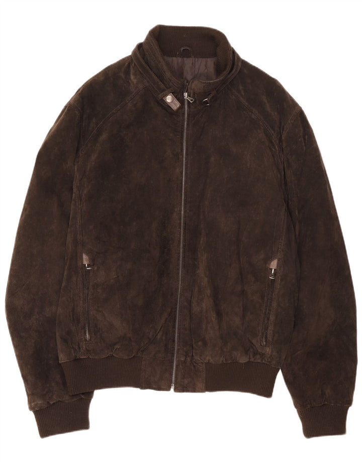 Lanificio Di Tollegno Herren Wildleder Bomberjacke UK 38 Mittelbraunes Leder
