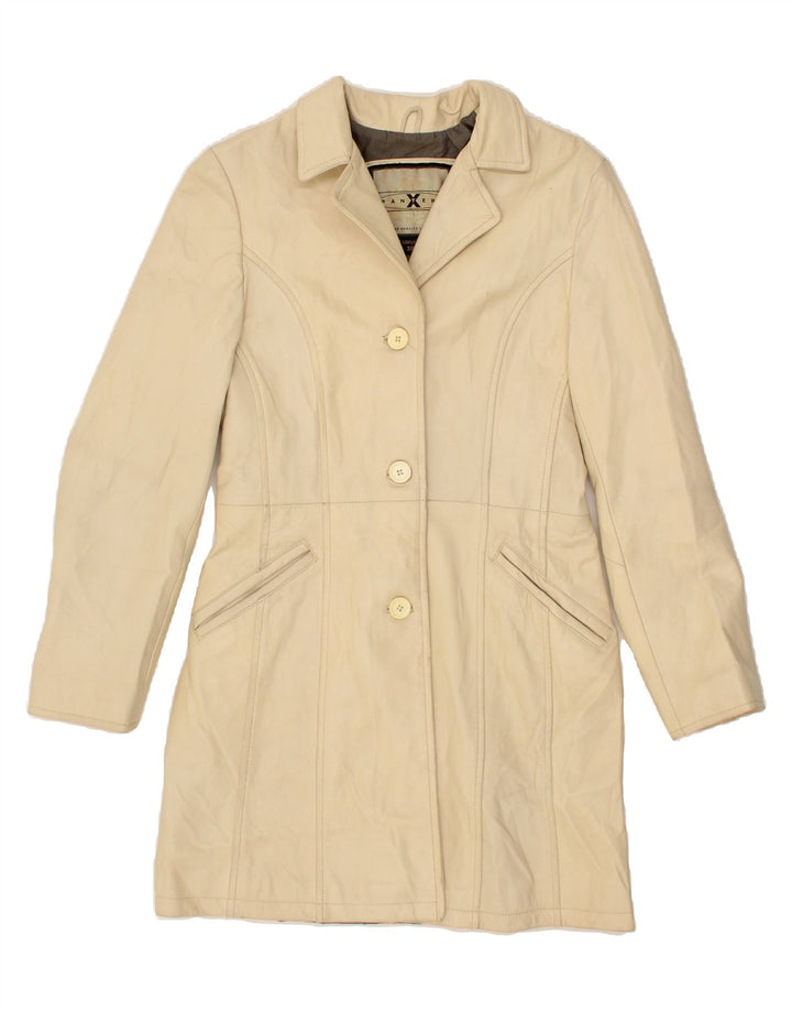PANTERA Womens Leather Coat EU 38 Medium Beige Leather Vintage Pantera and Second-Hand Pantera from Messina Hembry 