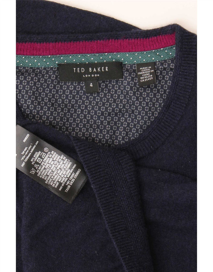 Ted Baker Herren-Pullover mit Rundhalsausschnitt, Größe 4, große marineblaue Wolle