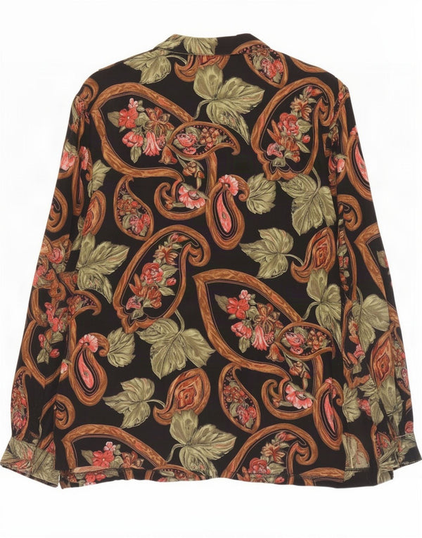 Vintage Damen Hemdbluse UK 16 Große bunte Viskose mit Blumenmuster