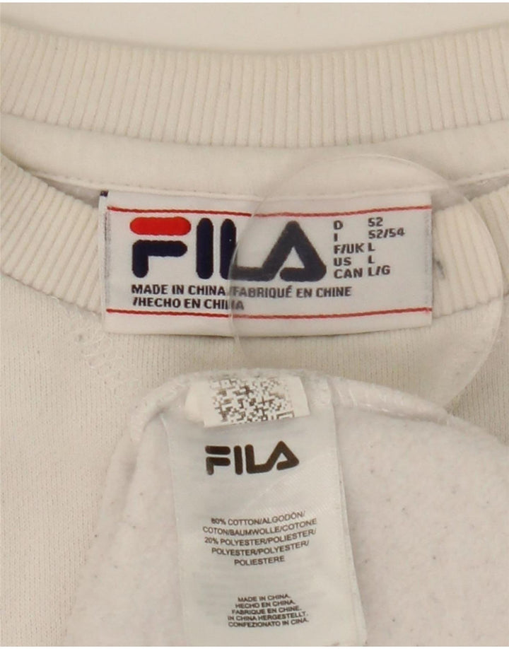 Fila Herren-Sweatshirt mit Grafik, groß, weiße Blockfarben-Baumwolle