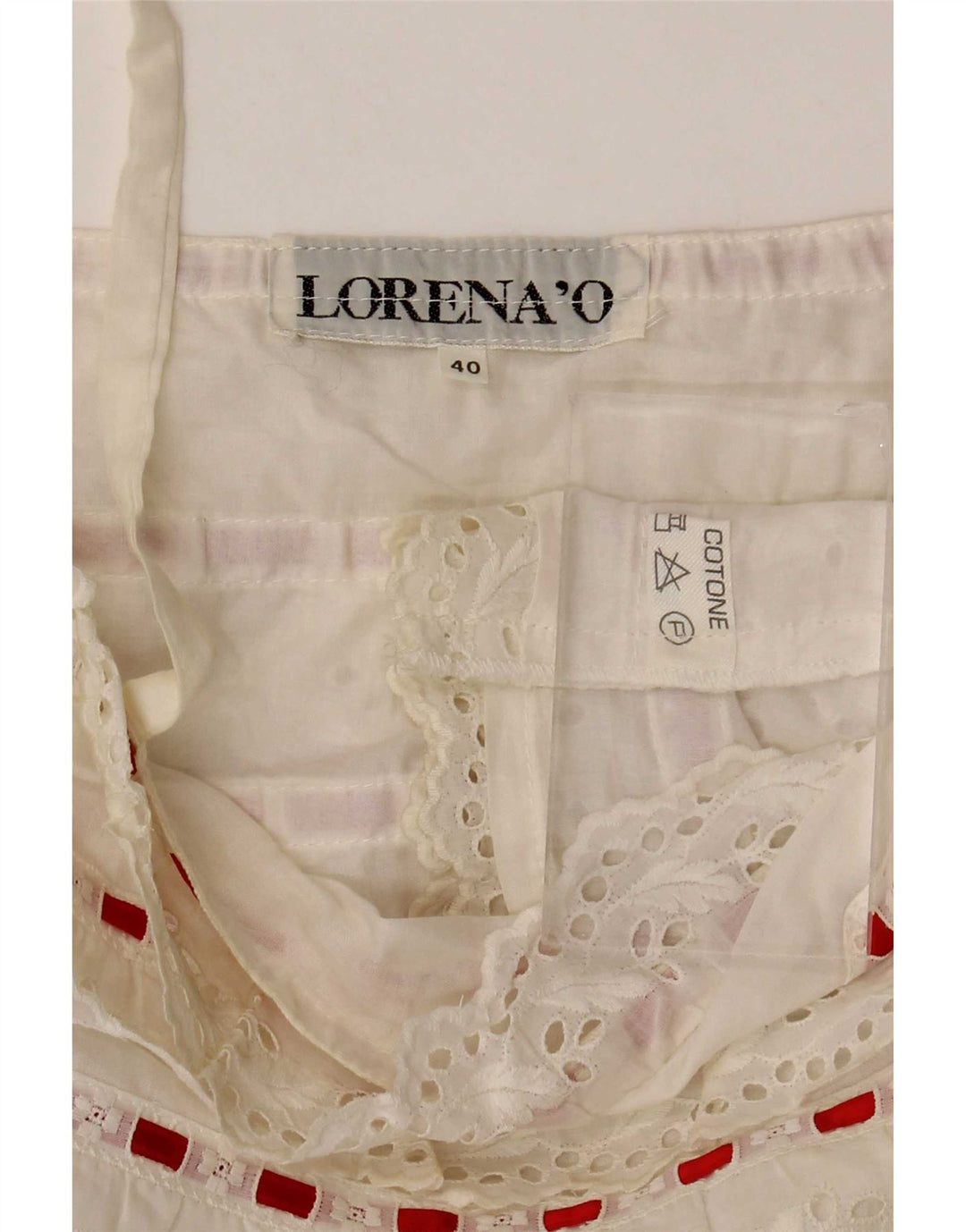 Lorena'O Damen Crop Cami Top IT 40 Small weiß gestreift aus Baumwolle