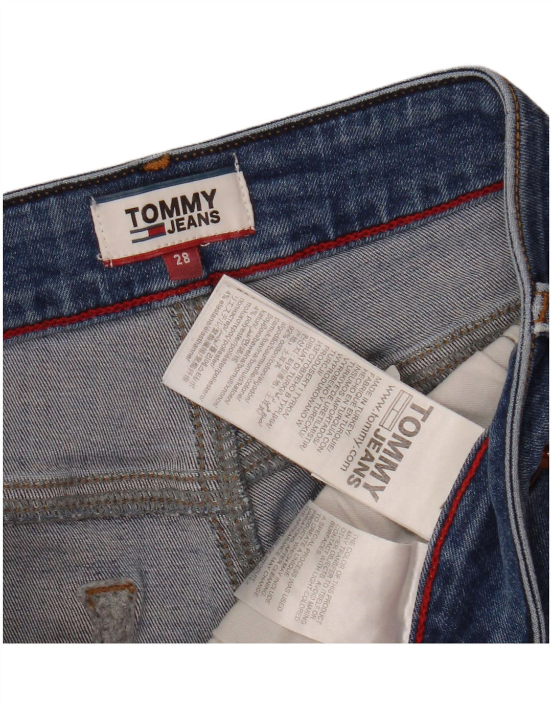 TOMMY HILFIGER Damen Jeansshorts W28 Mittelblaue Baumwolle