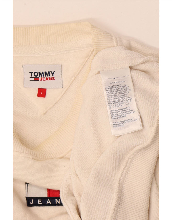 Tommy Hilfiger Herren-Sweatshirt-Pullover, groß, weiße Baumwolle