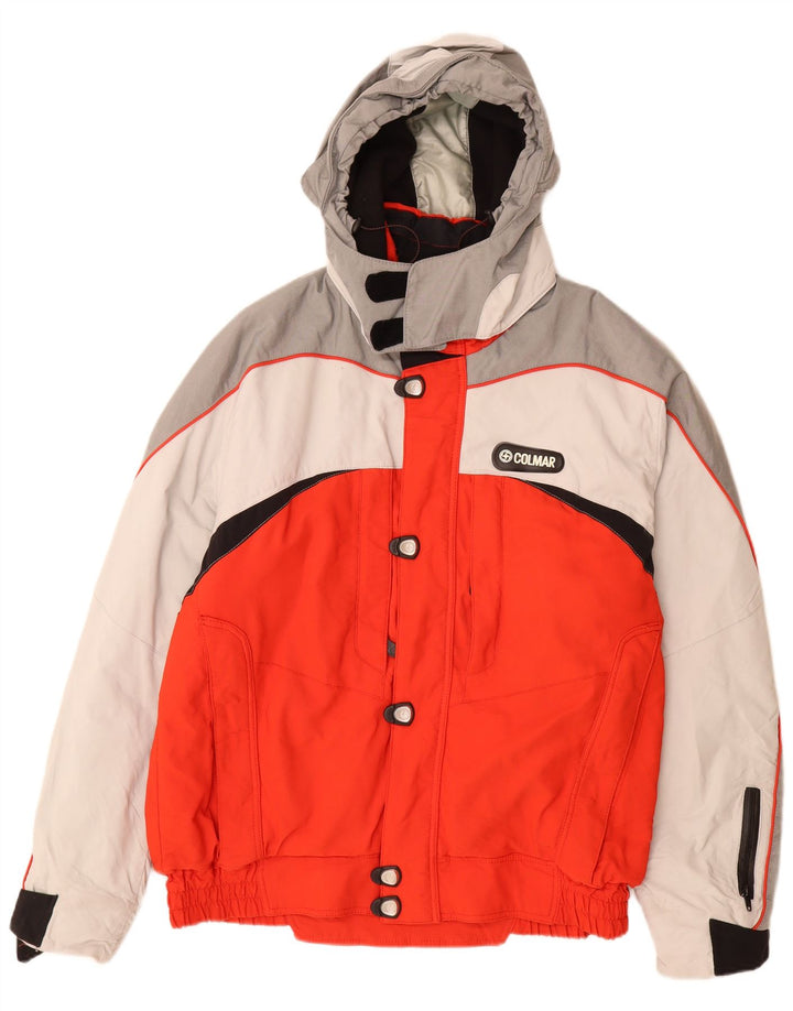 Colmar Mens Graphic Hooded Ski Jacket IT 54 Large Red Colourblock Polyamid