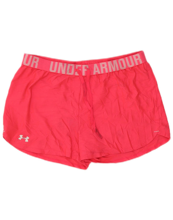 Under Armour Damen Heat Gear Graphic Sport Shorts UK 14 Large Pink