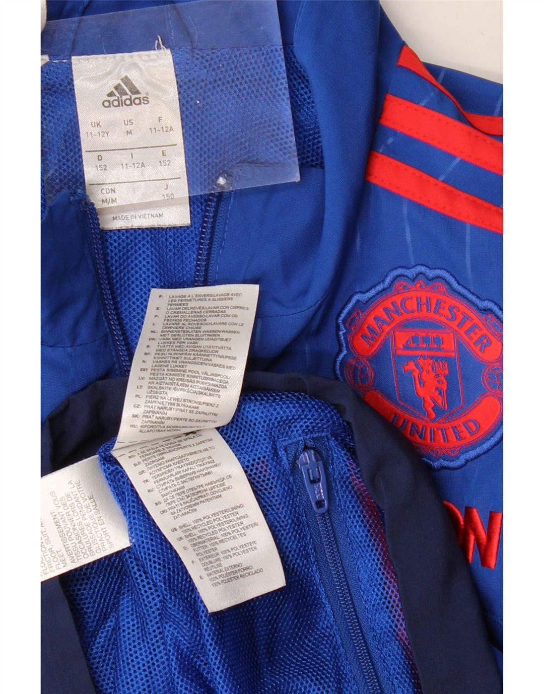ADIDAS Jungen Manchester United Trainingsanzug Top Jacke 11-12 Jahre Blau