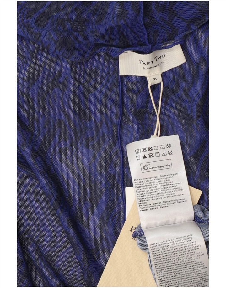 Part Two Damen-Langarm-Top mit durchsichtigem Muster, UK 18, XL, blau, Chevron-Polyester