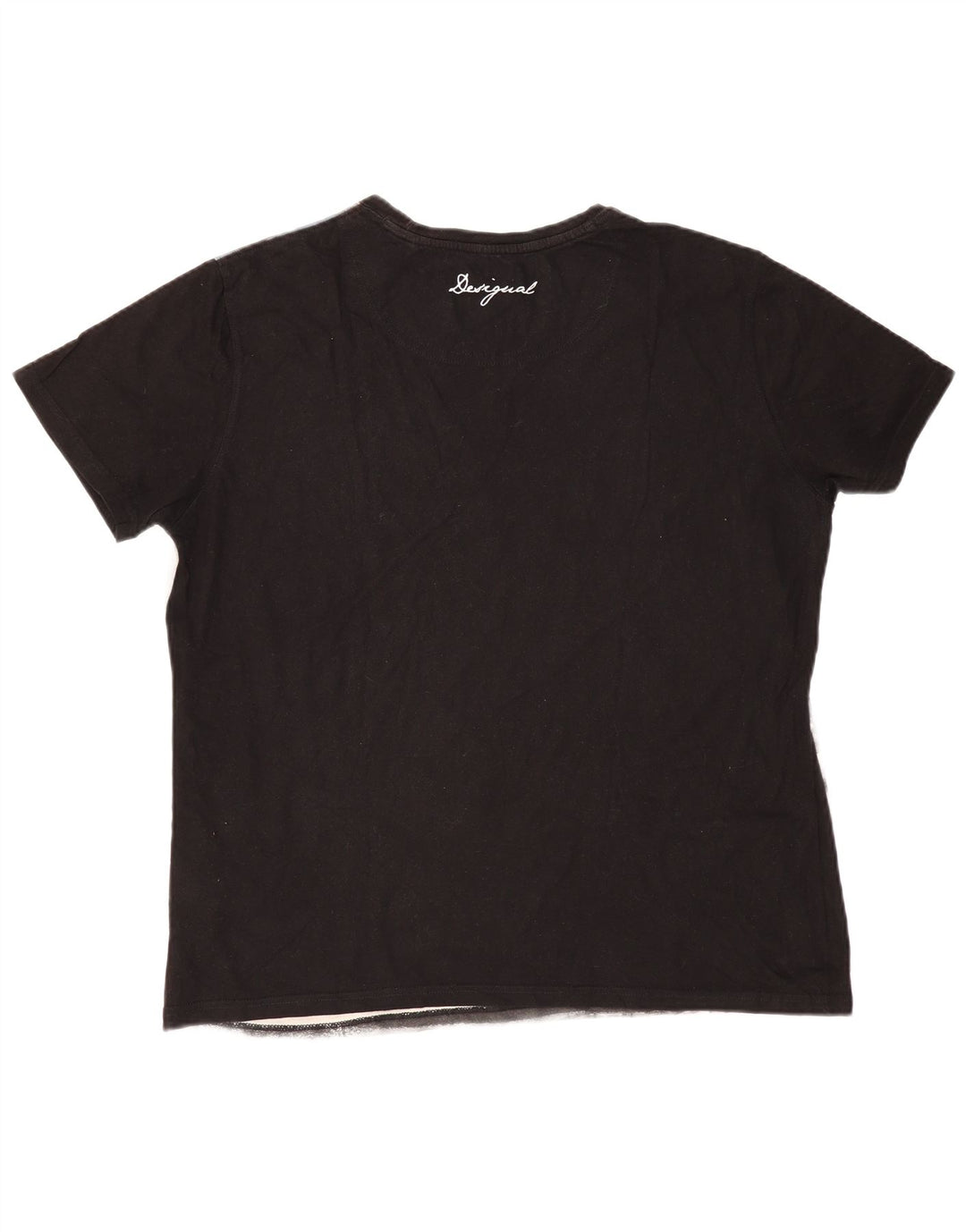 DESIGUAL Herren Grafik T-Shirt Top 2XL Grau Colourblock Baumwolle