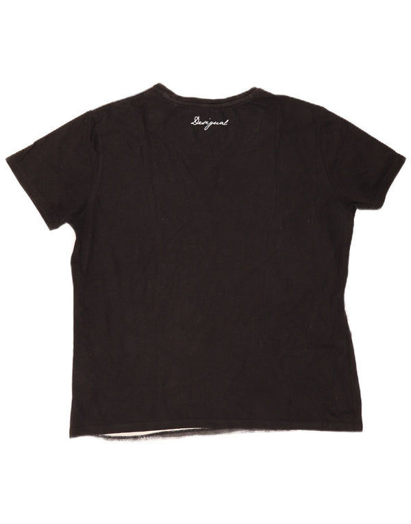 DESIGUAL Herren Grafik T-Shirt Top 2XL Grau Colourblock Baumwolle