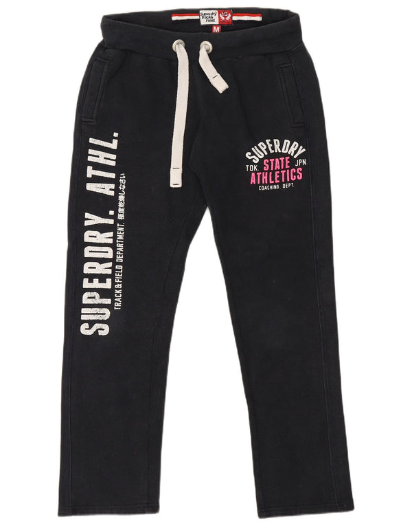Superdry Damen-Trainingshose mit Grafik, UK 14, mittelschwarz, Baumwolle