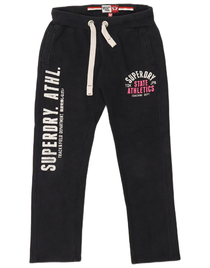 Superdry Damen-Trainingshose mit Grafik, UK 14, mittelschwarz, Baumwolle