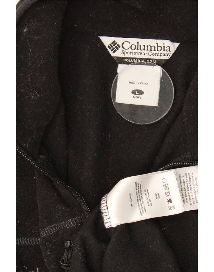 COLUMBIA Mens Zip Neck Fleece Jumper Large Black Polyester Vintage Columbia and Second-Hand Columbia from Messina Hembry 