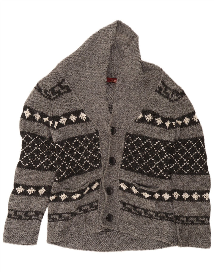Zara Herren-Cardigan-Pullover Mittelgrau Geometrisch