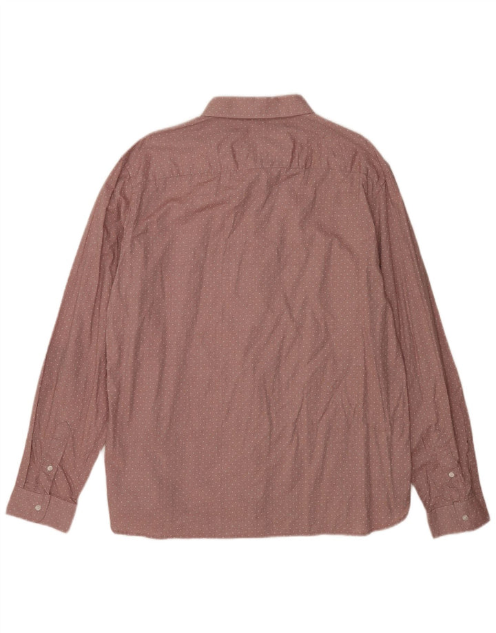 French Connection Herrenhemd 2XL rosa gepunktete Baumwolle