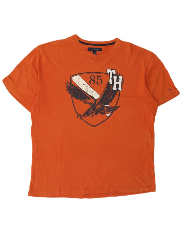 Tommy Hilfiger Herren Grafik T-Shirt Top XL Orange Baumwolle