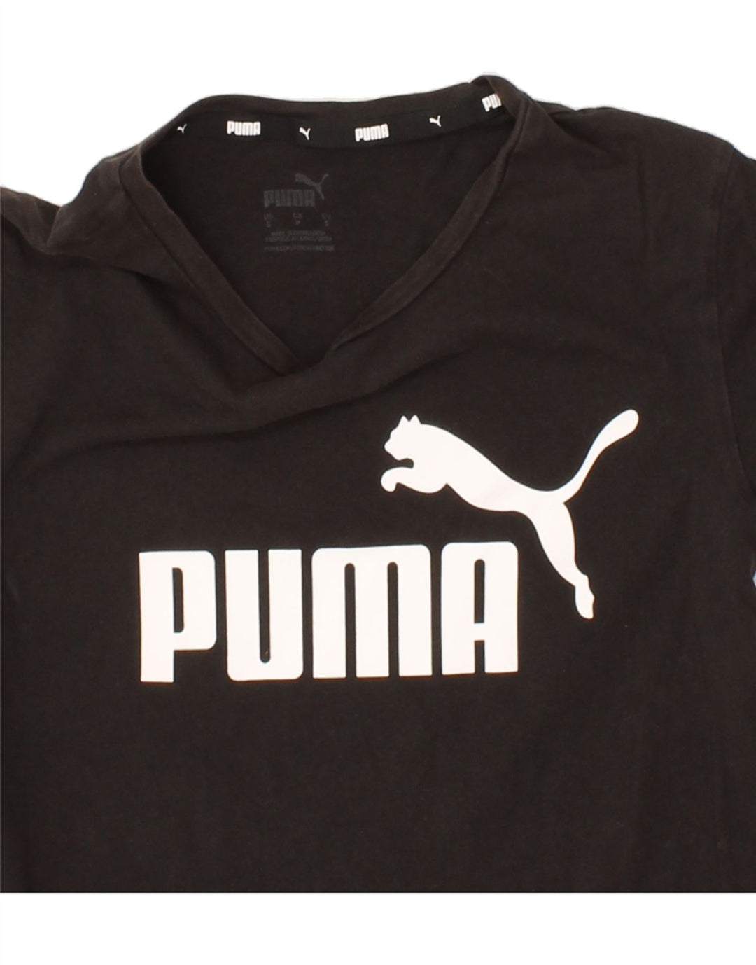 PUMA Womens Graphic T-Shirt Top UK 10 Small Black Vintage Puma and Second-Hand Puma from Messina Hembry 