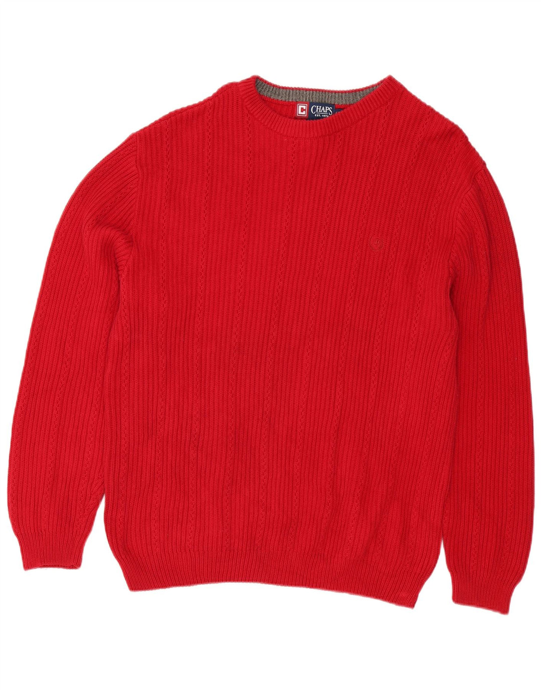 Chaps Herren-Pullover mit Rundhalsausschnitt, Größe L, aus roter Baumwolle