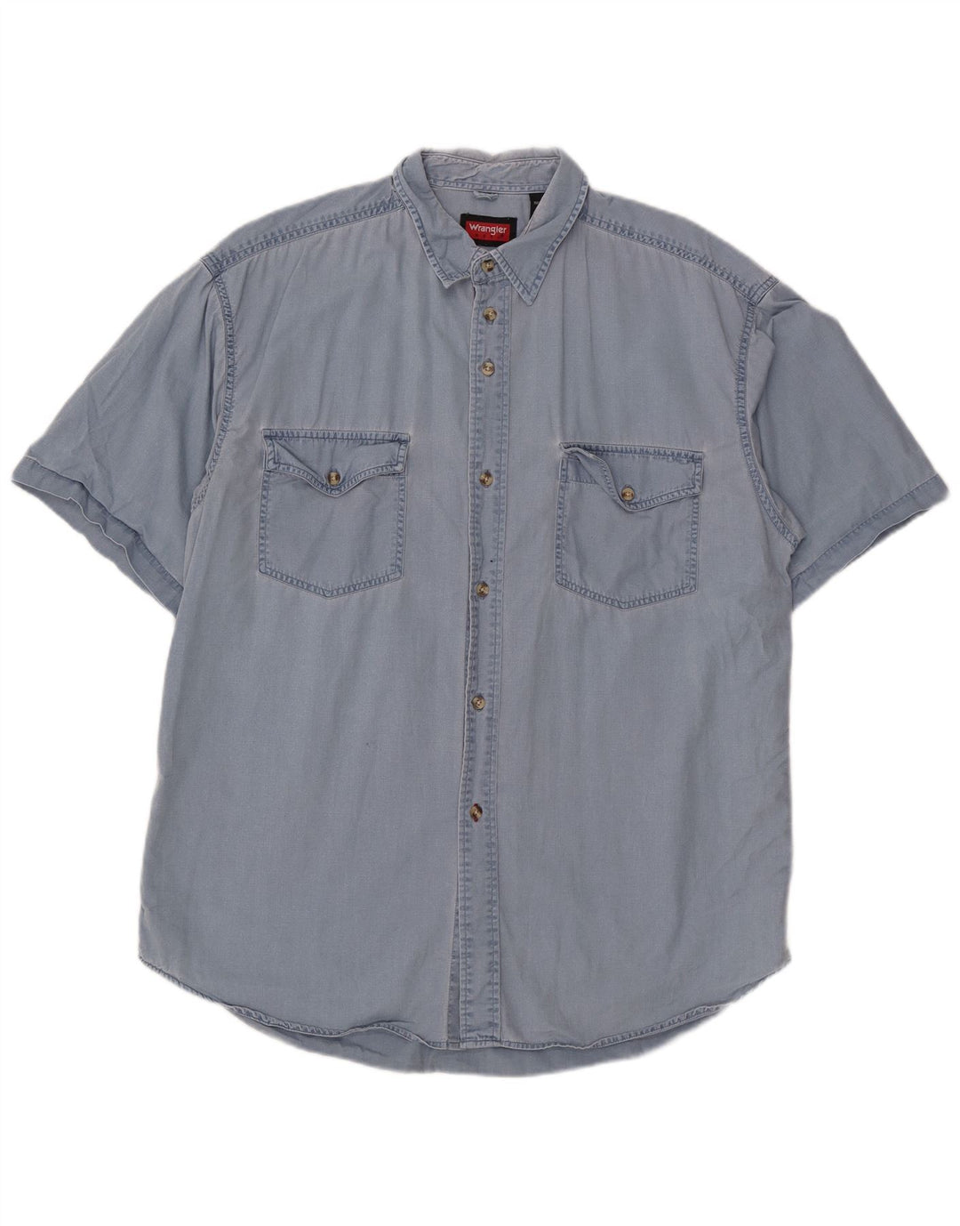 Wrangler Herren-Kurzarmhemd, groß, aus blauer Baumwolle