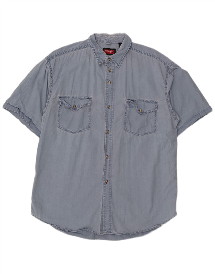 Wrangler Herren-Kurzarmhemd, groß, aus blauer Baumwolle