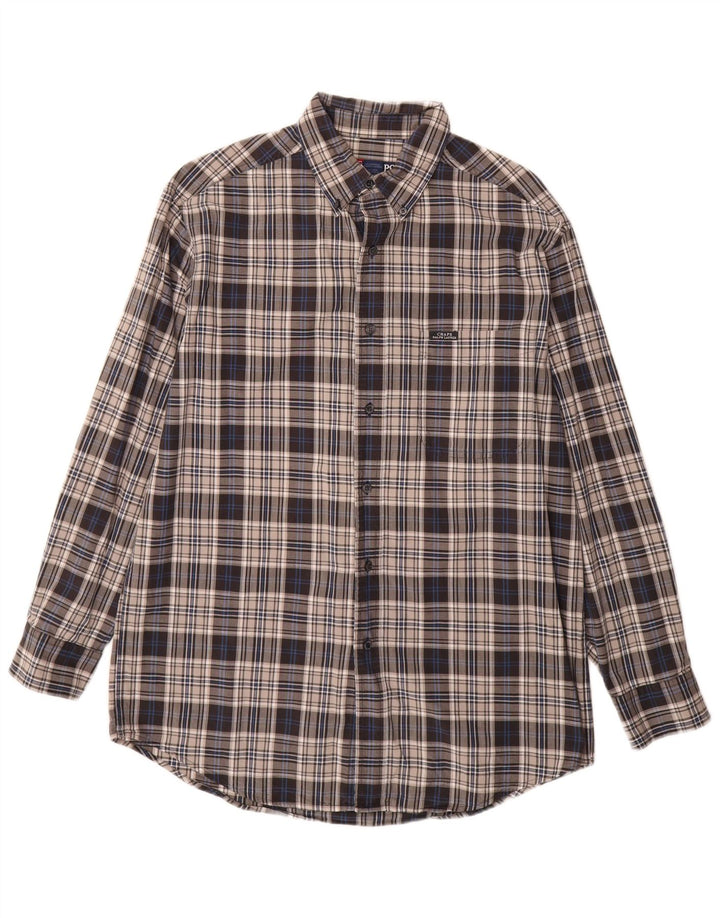 Chaps Ralph Lauren Herren-Flanellhemd aus mittelgrau karierter Baumwolle