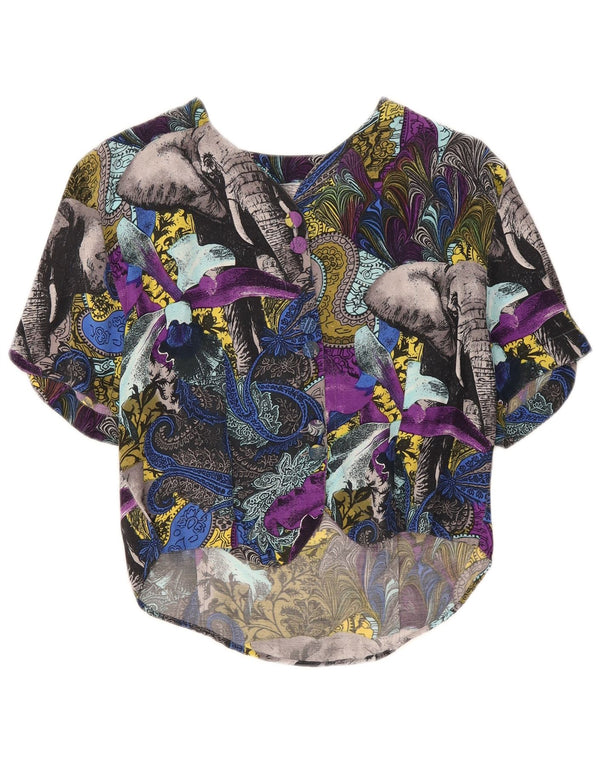 Vintage Damen Hemdbluse UK 12 Medium Mehrfarbig Paisley Viskose