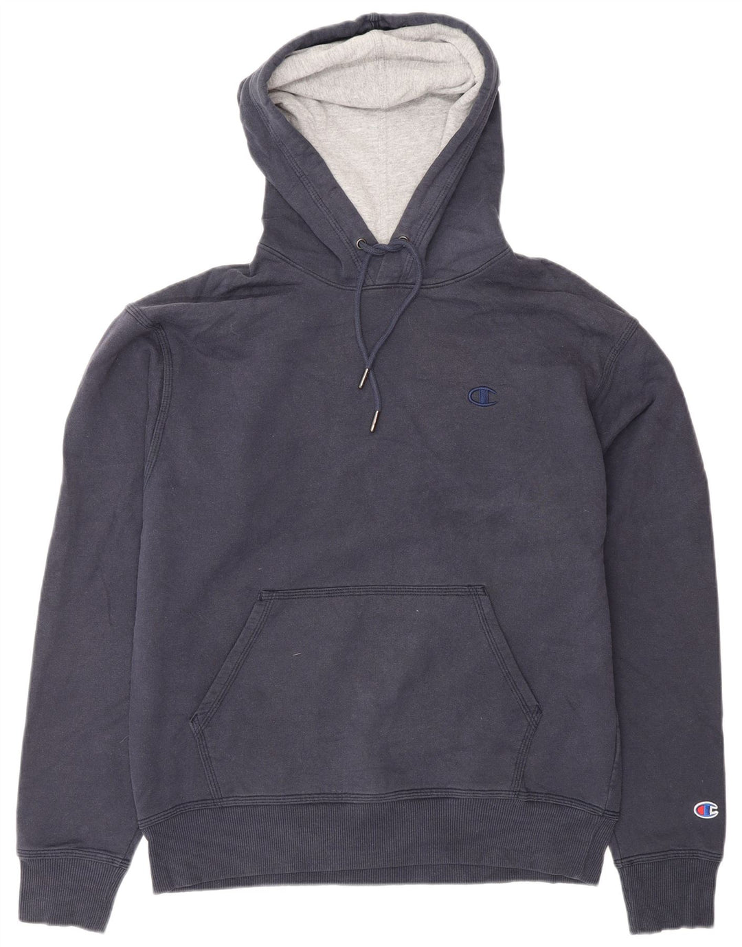 CHAMPION Mens Hoodie Jumper Small Navy Blue Cotton