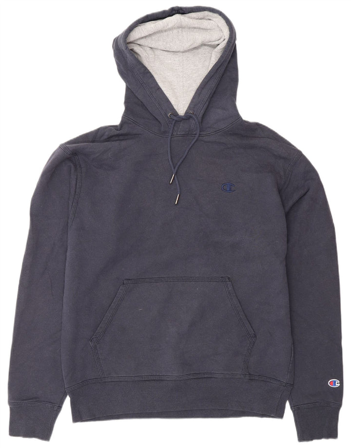 CHAMPION Mens Hoodie Jumper Small Navy Blue Cotton