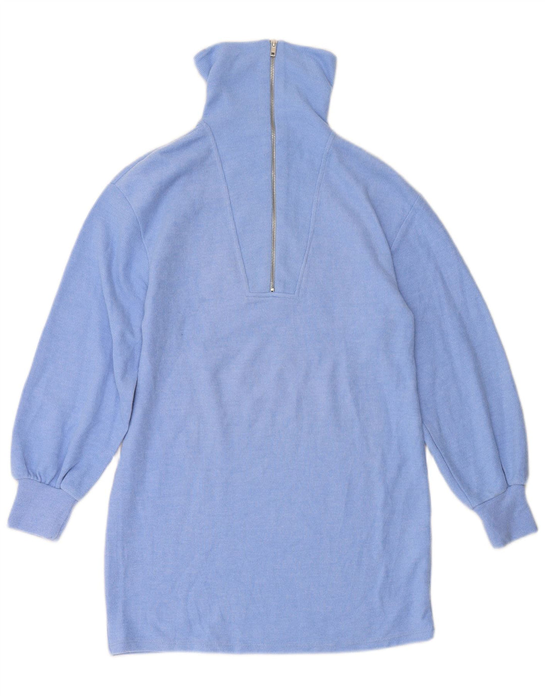ZARA Damen Longline-Pullover mit Reißverschluss und Halsausschnitt, UK 10, Größe S, Blau, Polyester
