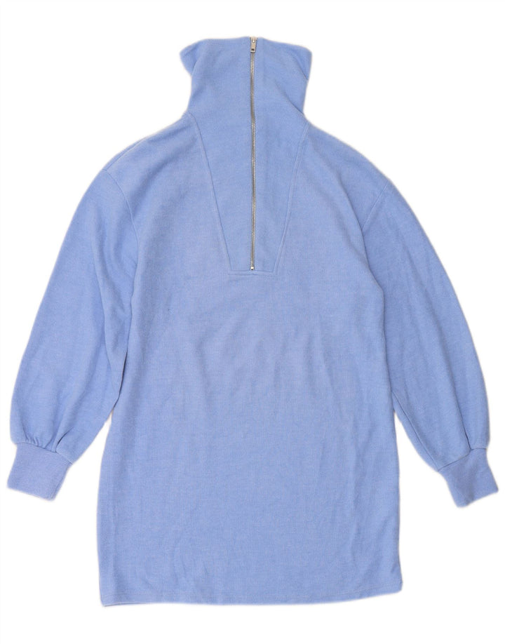 ZARA Damen Longline-Pullover mit Reißverschluss und Halsausschnitt, UK 10, Größe S, Blau, Polyester