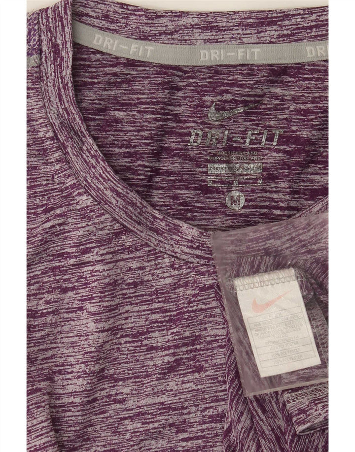 Nike Damen Dri Fit T-Shirt Top UK 12 Mittellila meliertes Polyester