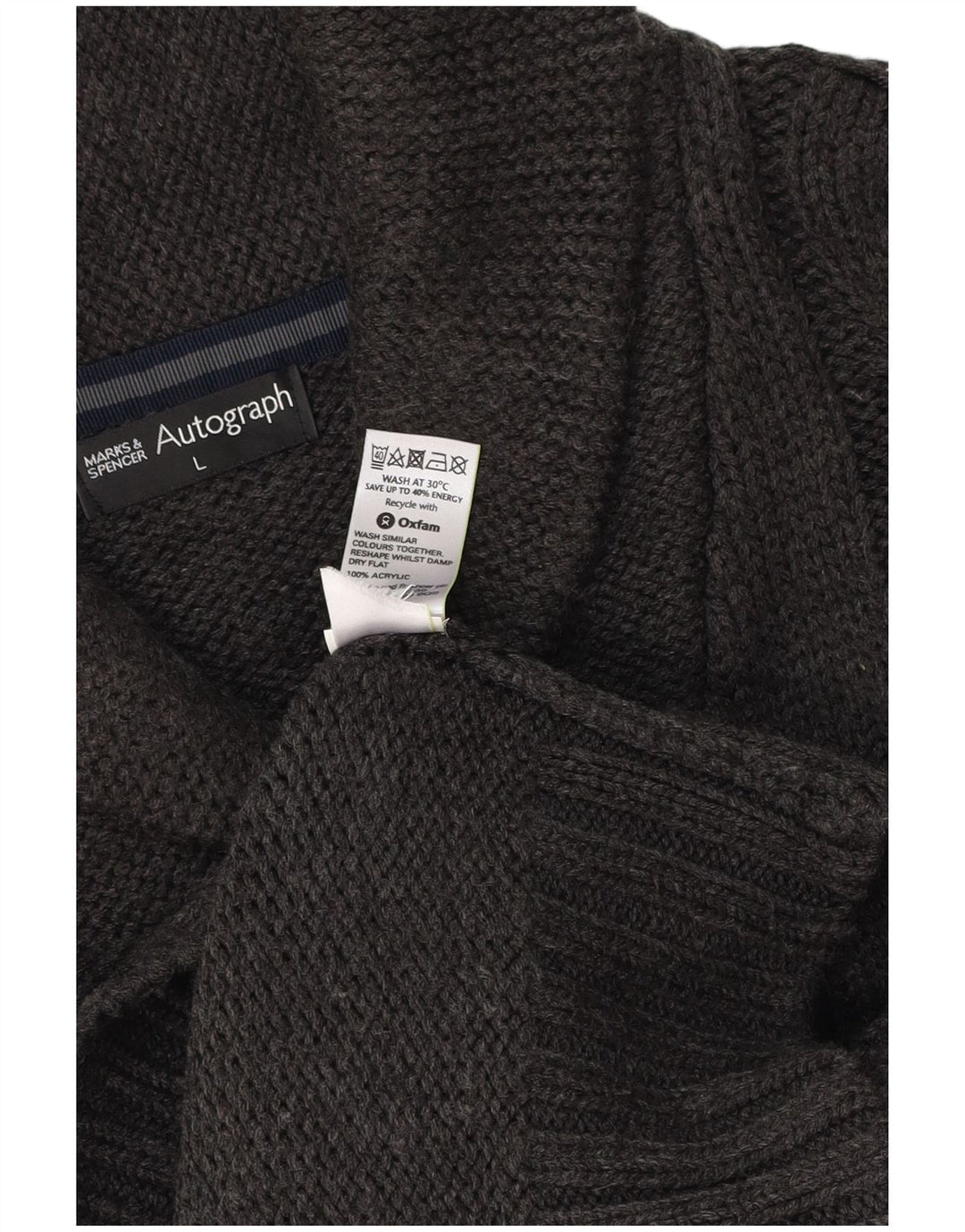 Marks & SPENCER Herren-Pullover „Autograph“ mit Schalkragen, Größe L, Grau