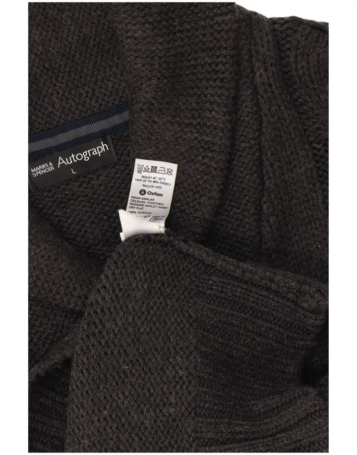 Marks & SPENCER Herren-Pullover „Autograph“ mit Schalkragen, Größe L, Grau
