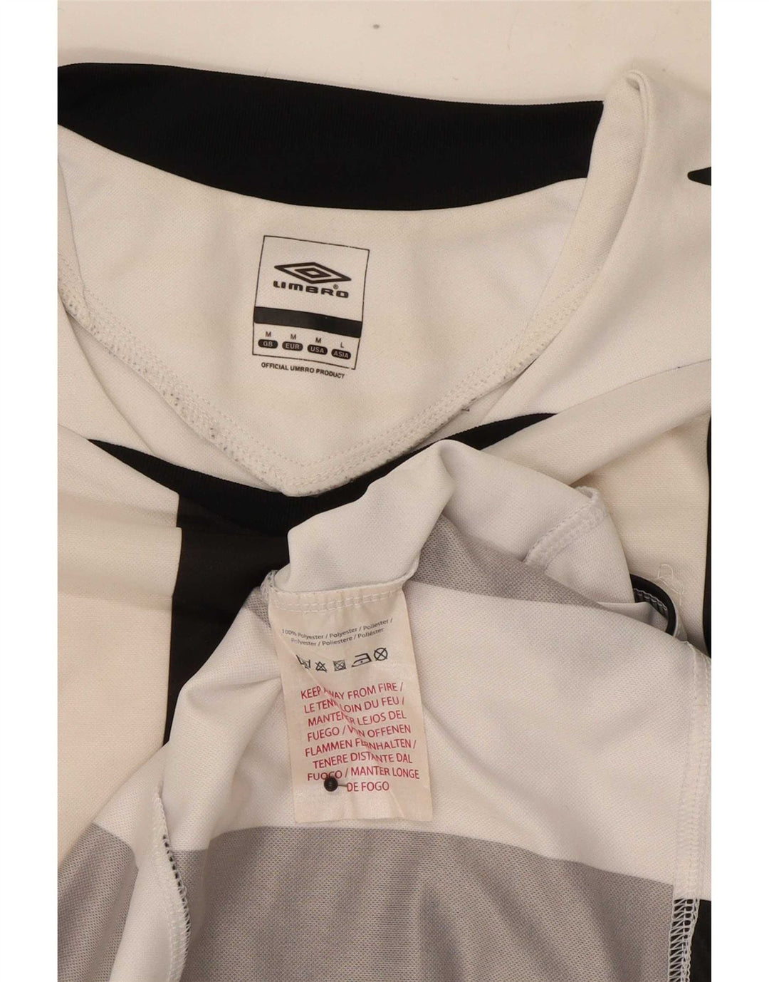 Umbro Herren-Oberteil, langärmelig, mittelweiß, gestreift, Polyester