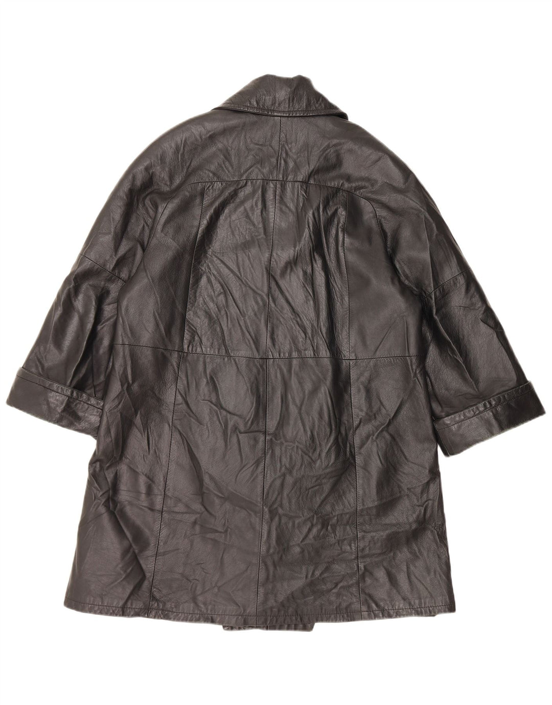 VINTAGE Damen Ledermantel IT 48 XL Schwarz