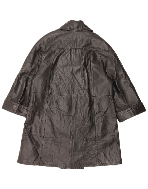 VINTAGE Damen Ledermantel IT 48 XL Schwarz