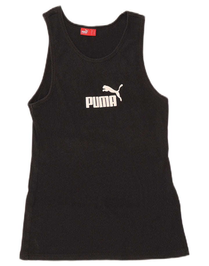 Puma Womens Graphic Vest Top UK 14 Große schwarze Baumwolle