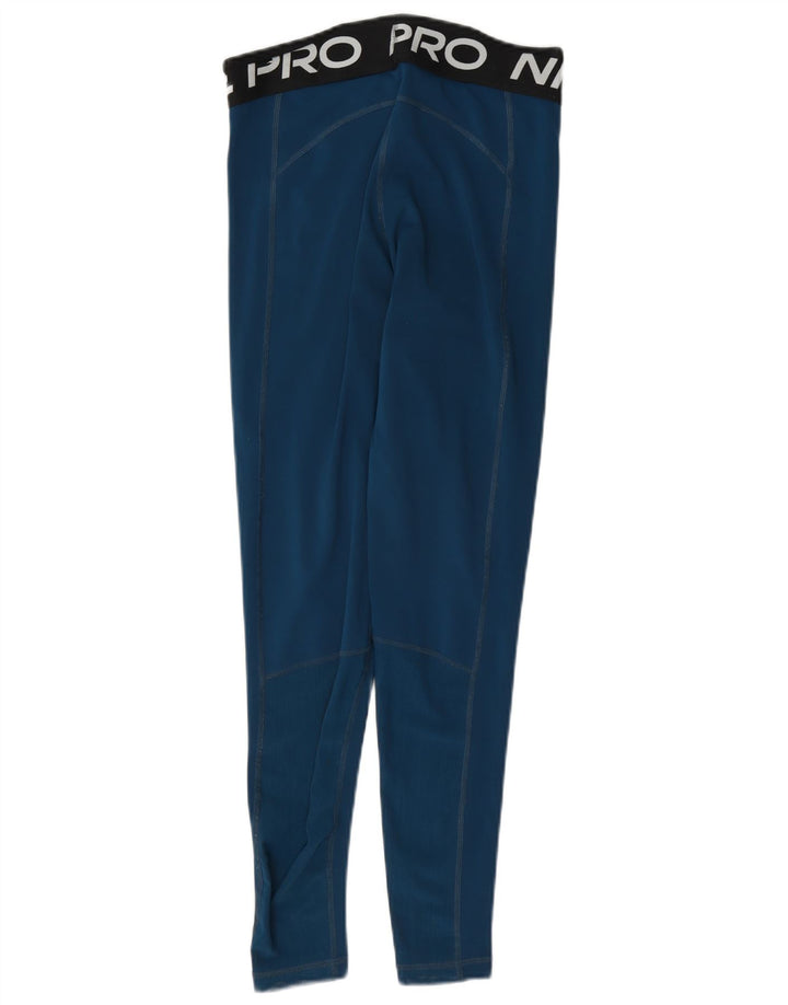 Nike Womens Dri Fit Graphic Leggings UK 10 Small Blue Colourblock Polyester