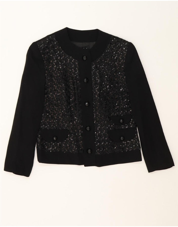 LIMA Womens 5 Button 3/4 Sleeve Blazer Jacket EU 40 Medium Black Vintage Lima and Second-Hand Lima from Messina Hembry 