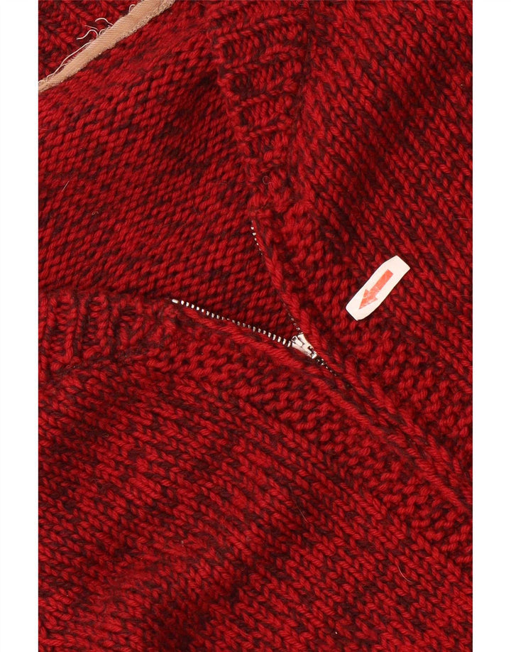Vintage Herren Cardigan Pullover Mittelrot meliert