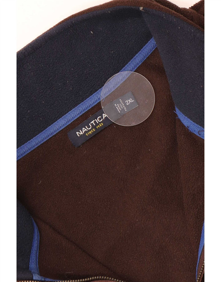 Nautica Herren-Fleecepullover mit grafischem Reißverschluss, 2XL, braun, Polyester