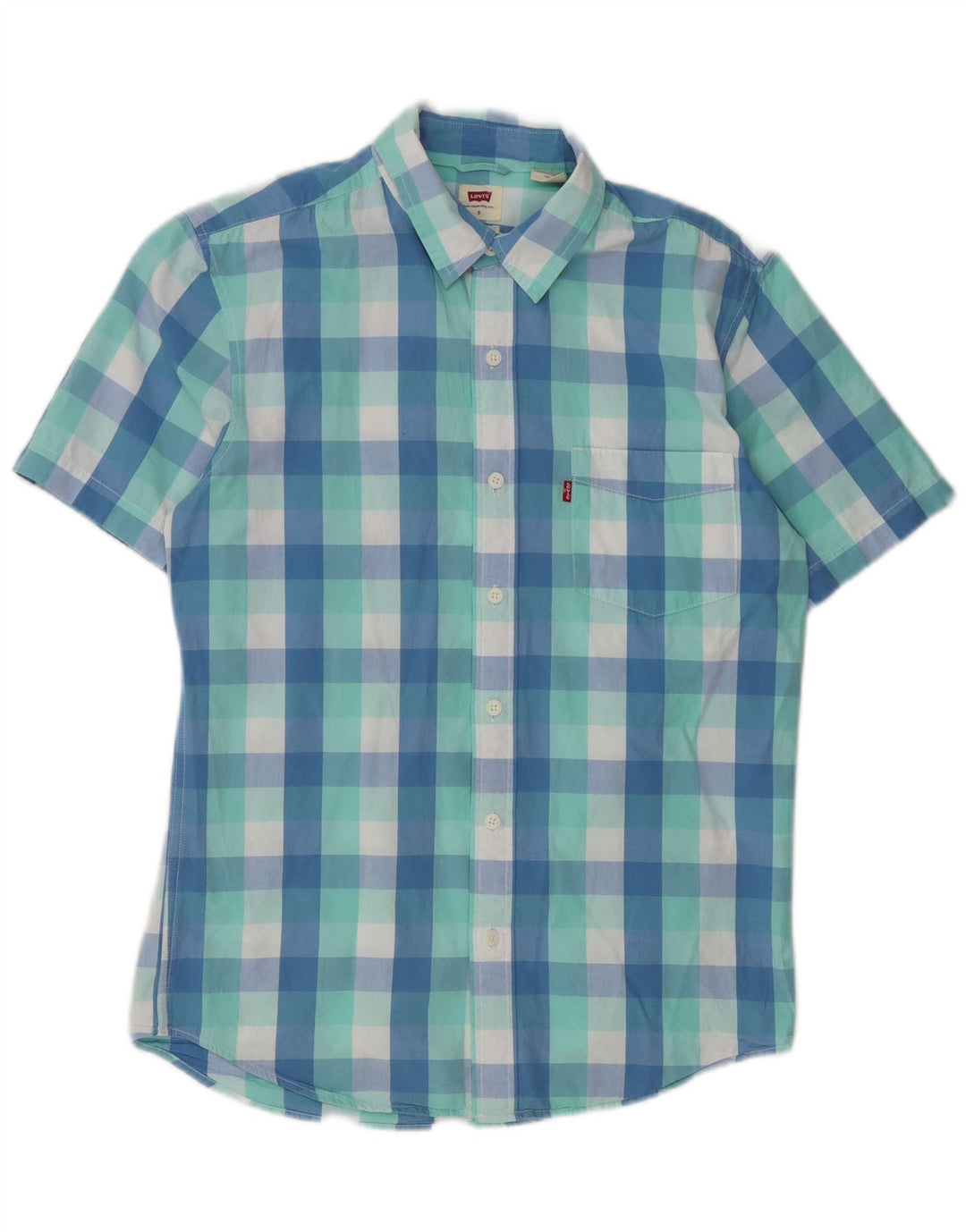 Levi's Herren-Standard-Kurzarmhemd, klein, blau, Gingham-Baumwolle